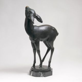 A Large Animal Bronze 'Standing Fawn'