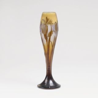 An Elegant Gallé Stem Vase with Irises