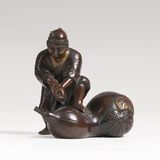 A Small Bronze 'Peasant with Giant Calabash'