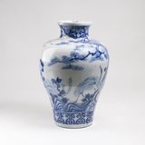 A Blue and White Vase with Cranes - image 1