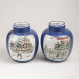 A Pair of 'Famille Verte' Ginger Jars with Figural Scenes - image 1