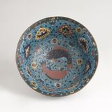 A Large Cloisonné Bowl with Mums - image 2