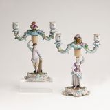 A Pair of Figural Chandeliers with Gardeners