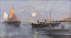 Fishing Boats in Moonlight