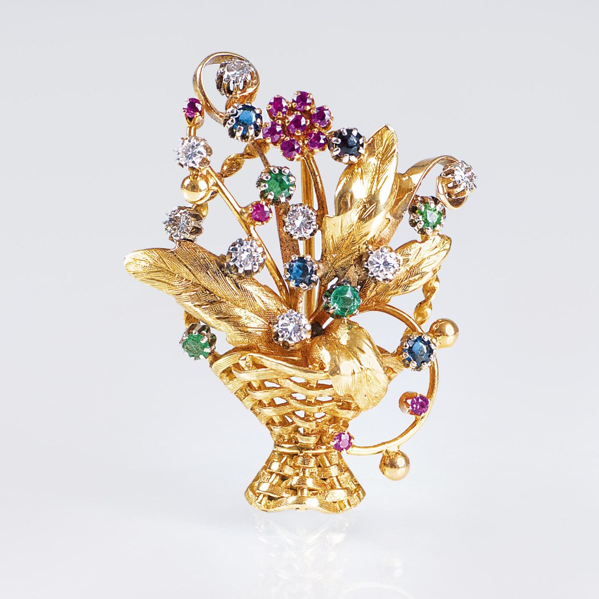 A Vintage Flower Brooch with Diamonds