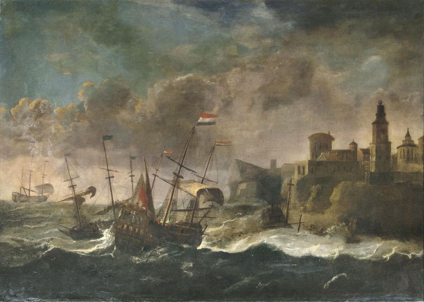 Niederländische Schiffe in schwerer See