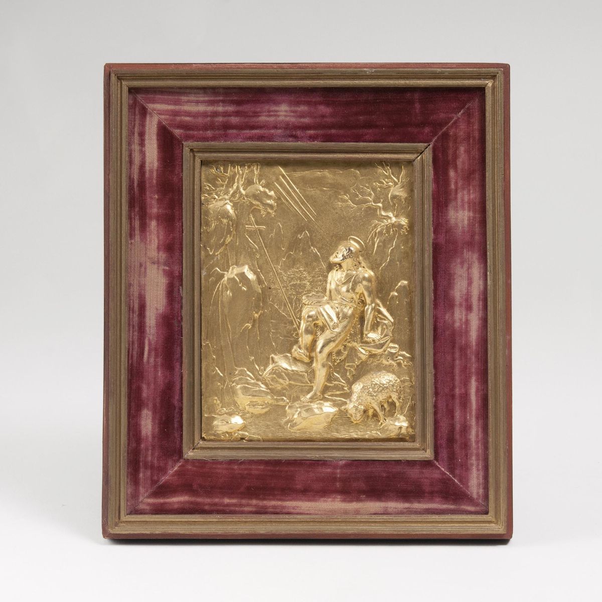 A fine Reliefed Plaque 'John the Baptist in the Desert' A fine Reliefed Plaque 'John the Baptist in the Desert'