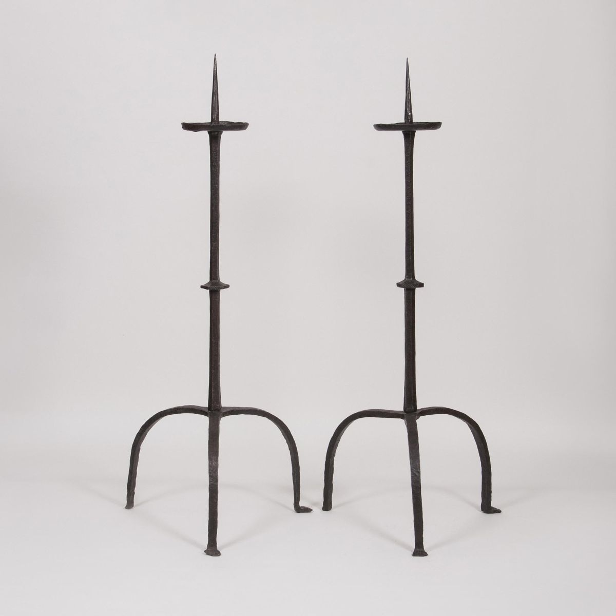 A Pair of large Gothic Wrought Iron Candelabras