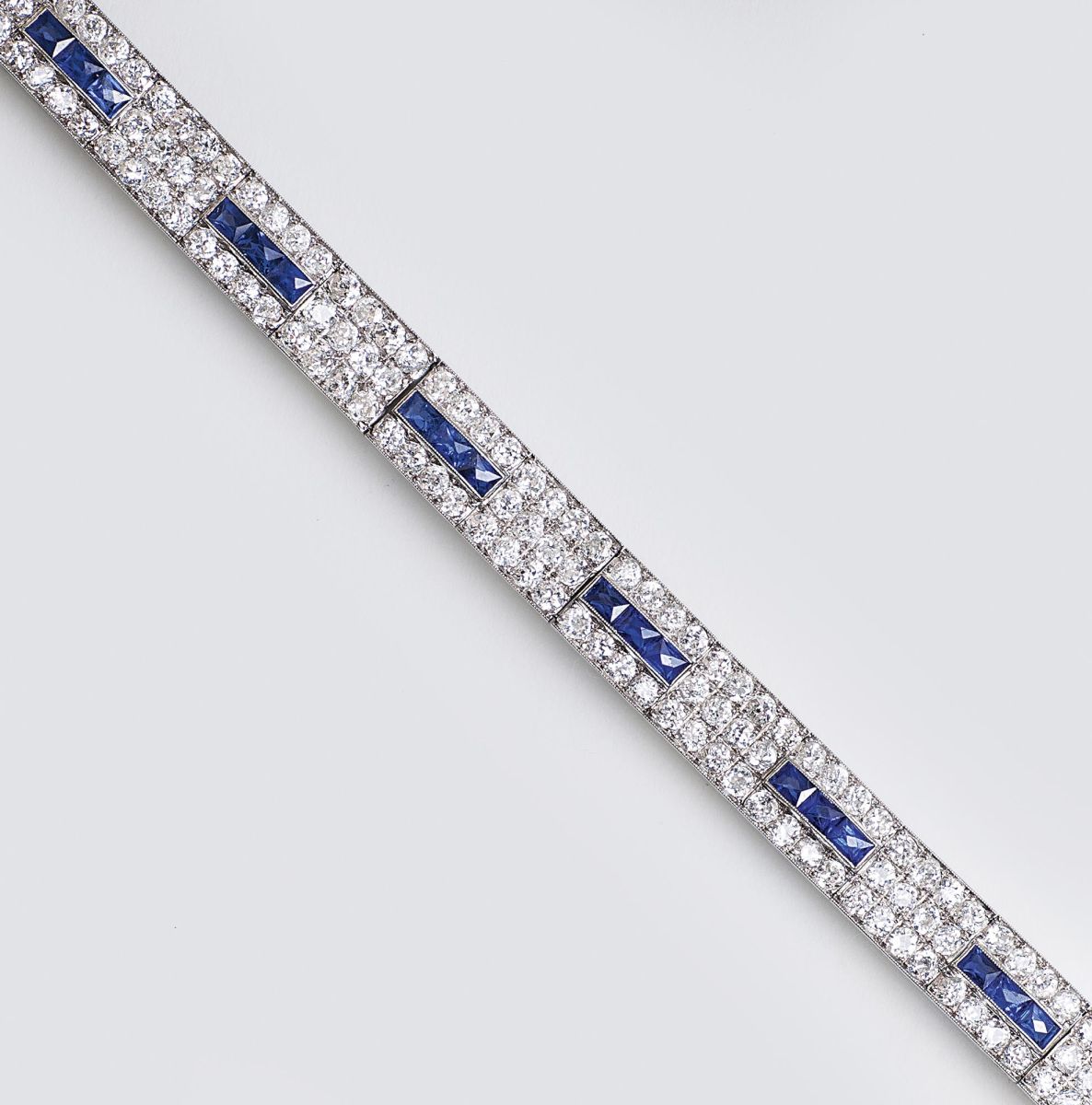 A Highcarat Art-déco Diamond Sapphire Bracelet A Highcarat Art-déco Diamond Sapphire Bracelet