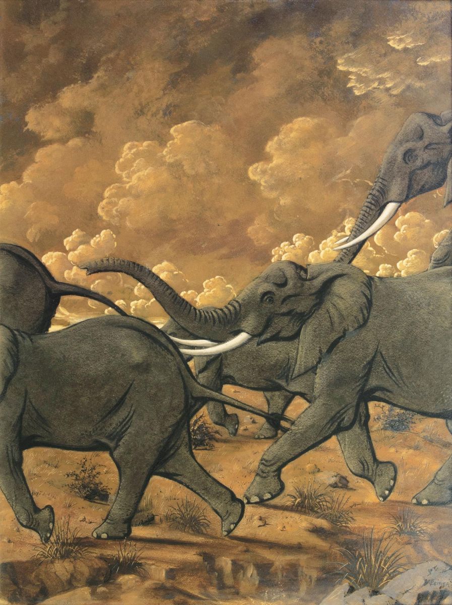 Triptych: Running Elephants - image 3