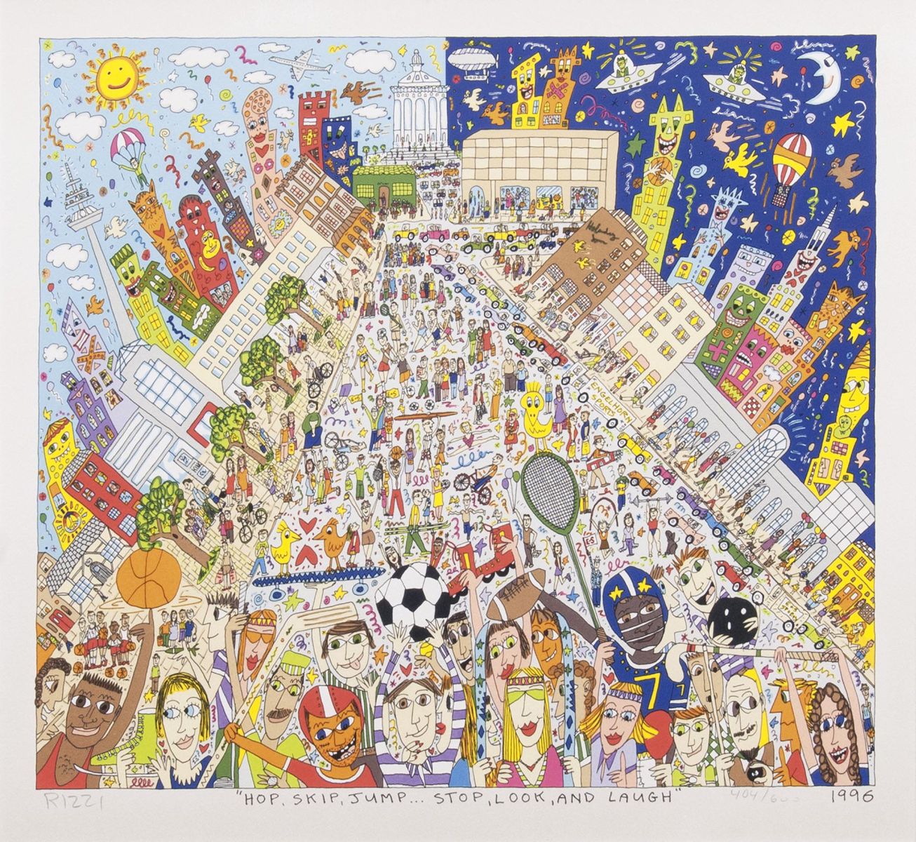 James Rizzi - Hop, skip, jump ... stop, look, and laugh Hop, skip, jump ... stop, look, and laugh