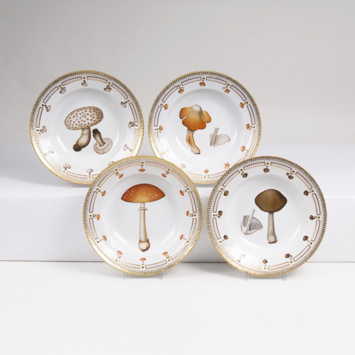 A Set of 4 Flora Danica Soup plates A Set of 4 Flora Danica Soup plates
