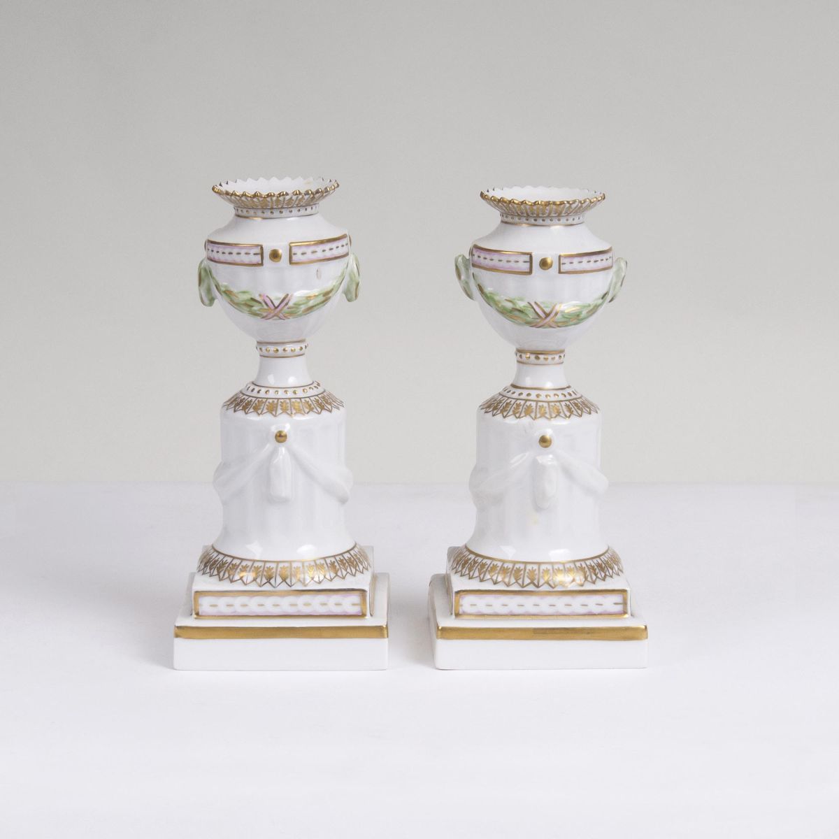 A Pair of small Flora Danica Candlesticks A Pair of small Flora Danica Candlesticks