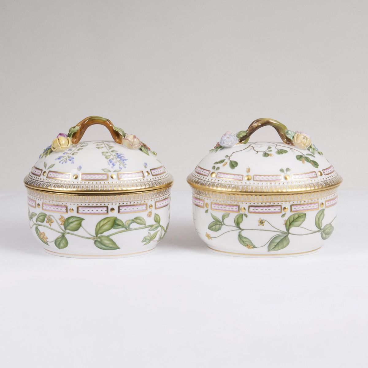 A Pair of Flora Danica Lidded Boxes of Chocolate A Pair of Flora Danica Lidded Boxes of Chocolate