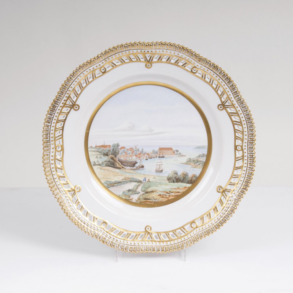 A Flora Danica Plate with View of Sonderborg Castle A Flora Danica Plate with View of Sonderborg Castle