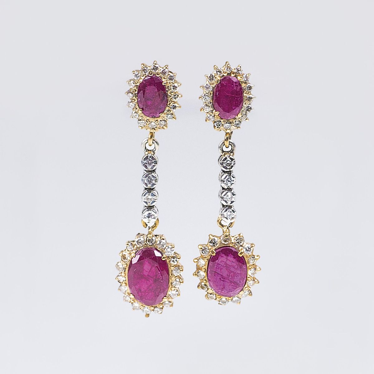 A Pair of long Ruby Diamond Earpendants A Pair of long Ruby Diamond Earpendants