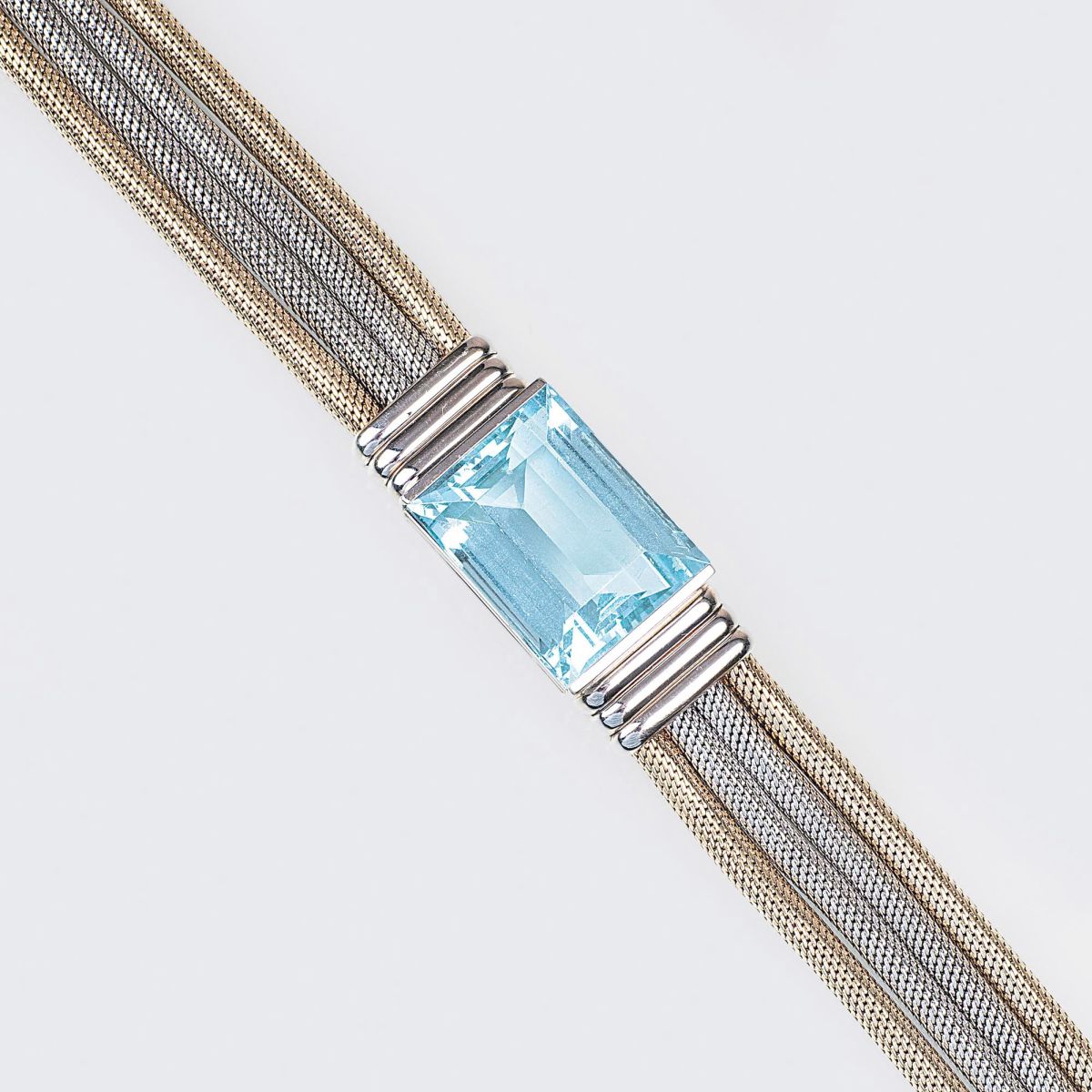 A Vintage Gold Bracelet with Aquamarin - image 2