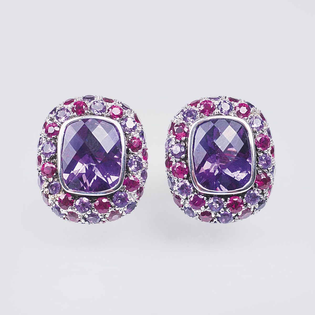 A Pair of Ruby Amethyst Earstuds A Pair of Ruby Amethyst Earstuds