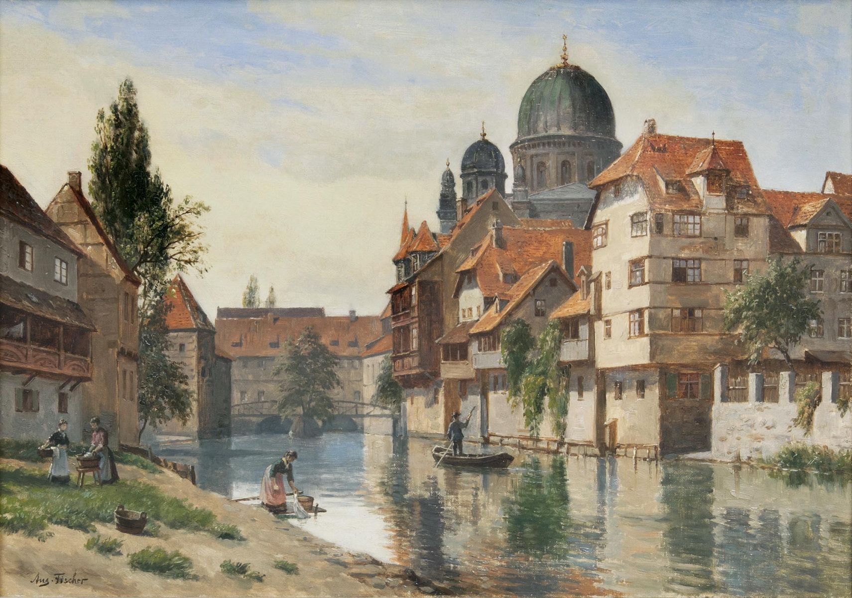 August Fischer - Nürnberg, Blick von der Insel Schütt zur Synagoge Nürnberg, Blick von der Insel Schütt zur Synagoge