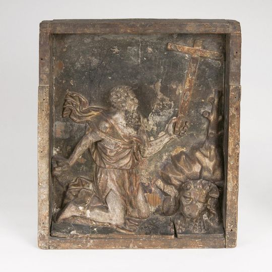 A Wooden Relief 'Saint Jerome in the Wilderness'