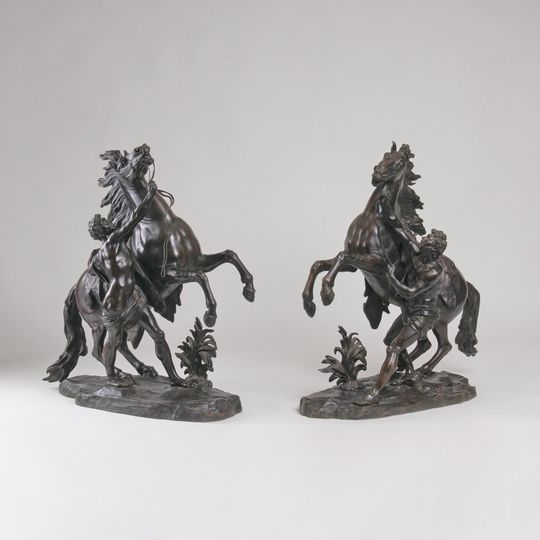 Imposante Bronze-Gruppe 'Pferdepaar von Marly'