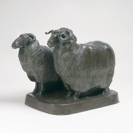 Imposante Bronzegruppe 'Zwei Schafe'