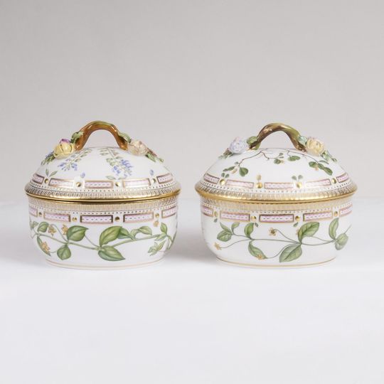 A Pair of Flora Danica Lidded Boxes of Chocolate