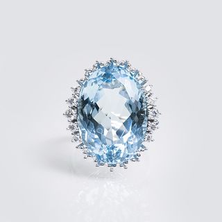 An Aquamarine Diamond Cocktailring