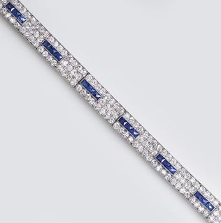 Hochkarätiges Art-déco Diamant-Saphir-Armband