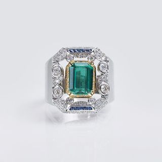Hochwertiger Brillant-Ring mit Kolumbianischem Smaragd