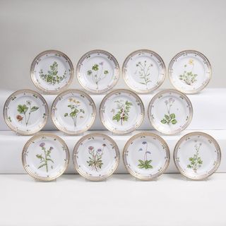 - A Set of 12 small Flora Danica Side Plates with Botanical Specimens A Set of 12 small Flora Danica Side Plates with Botanical Specimens