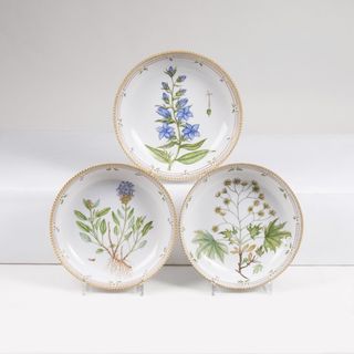 A Set of 3 round and deep Flora Danica Bowls