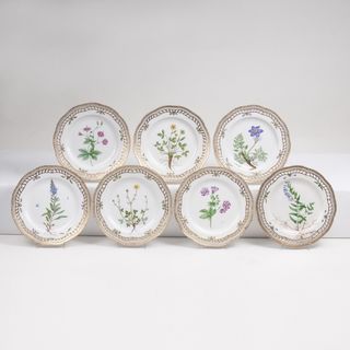 - A Set of 6 reticulated Flora Danica Plates with Botanical Specimens A Set of 6 reticulated Flora Danica Plates with Botanical Specimens