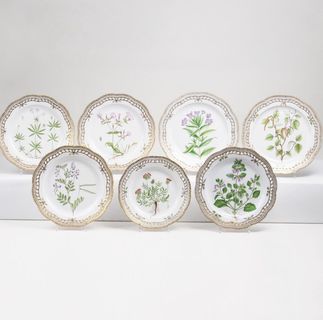 - A Set of 7 reticulated Flora Danica Dinner Plates with Botanical Specimens A Set of 7 reticulated Flora Danica Dinner Plates with Botanical Specimens