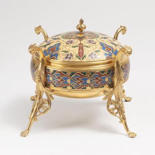 Exzellentes Napoléon III. Cloisonné-Deckelgefäß mit Arabesken-Dekor