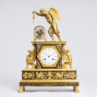 Rouvière, Uhrmacher Paris, erw. 1807 - A rare Empire Penduel 'Allegory of Victorious Amor' A rare Empire Penduel 'Allegory of Victorious Amor'