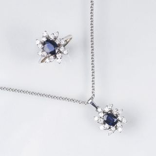 A Sapphire Diamond Jewellery Set