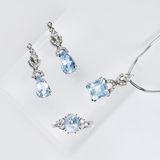 An Aquamarine Diamond Jewelry Set with ring, pendant and earrings