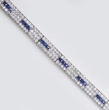 A Highcarat Art-déco Diamond Sapphire Bracelet - image 1