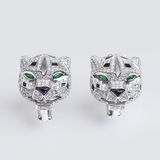 A Pair of Earrings 'Panther' with Diamonds and Onyx