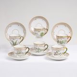 A Set of 6 Flora Danica Coffee Cups with Saucers