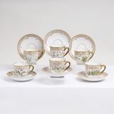 A Set of 6 Flora Danica Coffee Cups with 7 Saucers