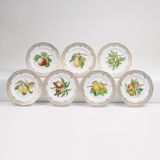 A Set of 7 reticulated Flora Danica Plates with Fruits
