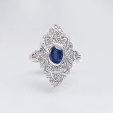 A Diamond Sapphire Ring in Art Nouveau Style