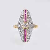 A Delicate Art-Nouveau Diamond Ruby Ring