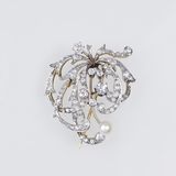 An Art Nouveau Diamond Pearl Brooch