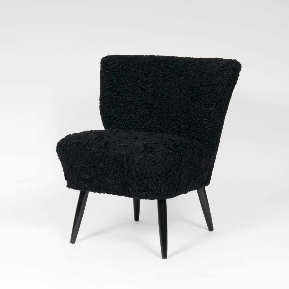 Mid-Century Sessel mit Persianer-Bezug