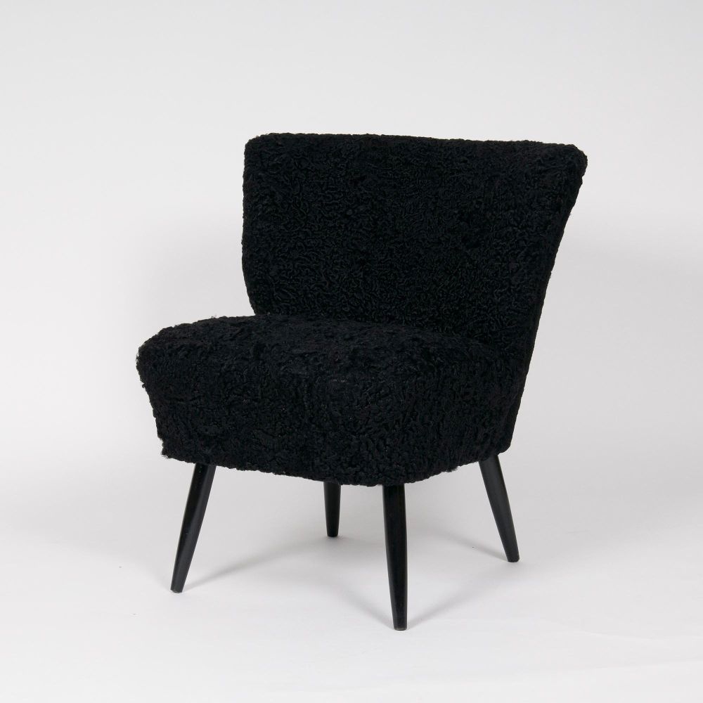 Mid-Century Sessel mit Persianer-Bezug