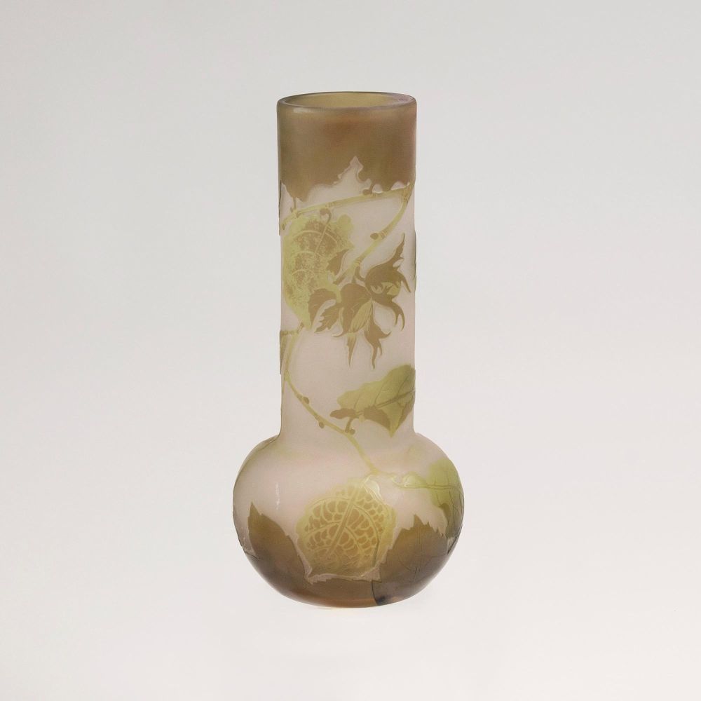 A Gallé Vase with Hazelnuts