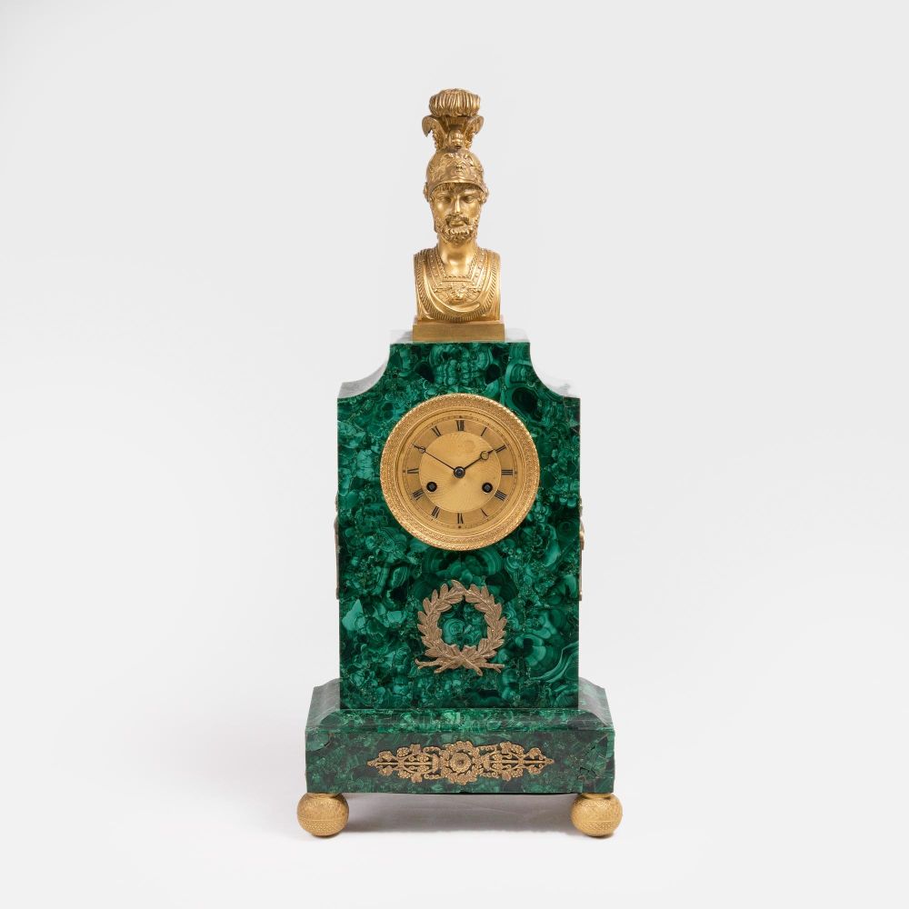 Empire Malachit-Pendule mit Kaiserbüste Empire Malachit-Pendule mit Kaiserbüste